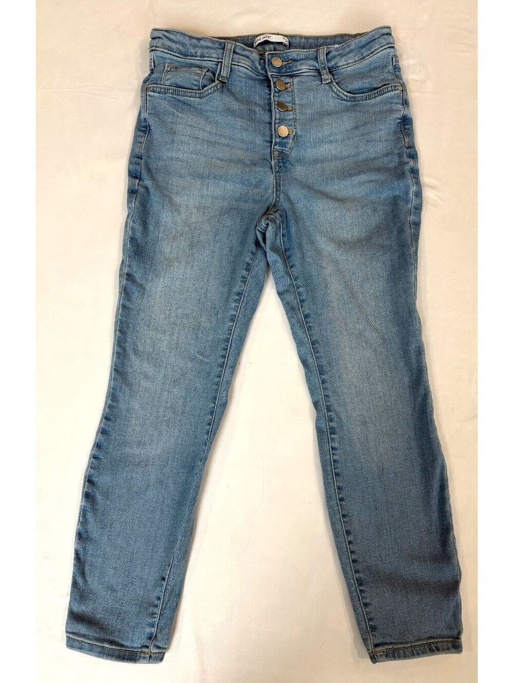 Nine West Skinny Jeans Size 10P Petite Light Wash Button Fly Stretch Denim
